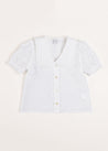 Broderie Anglaise Statement Collar Short Sleeve Blouse in White (4-10yrs) Blouses  from Pepa London US