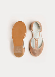 Metallic Scallop Detail Charlotte Shoes in Rose Gold (24-34EU) Shoes from Pepa London US