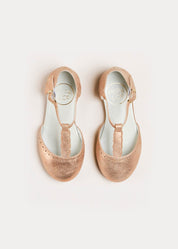 Metallic Scallop Detail Charlotte Shoes in Rose Gold (24-34EU) Shoes from Pepa London US