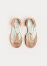 Metallic Scallop Detail Charlotte Shoes in Rose Gold (24-34EU) Shoes  from Pepa London US