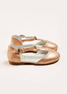 Metallic Scallop Detail Charlotte Shoes in Rose Gold (24-34EU) Shoes  from Pepa London US