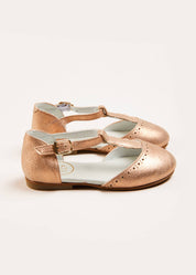 Metallic Scallop Detail Charlotte Shoes in Rose Gold (24-34EU) Shoes from Pepa London US