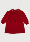 Ruffle Collar Long Sleeve Knitted Dress In Red (4-10yrs) DRESSES from Pepa London US