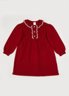 Ruffle Collar Long Sleeve Knitted Dress In Red (4-10yrs) DRESSES  from Pepa London US