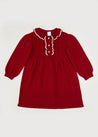 Ruffle Collar Long Sleeve Knitted Dress In Red (4-10yrs) DRESSES from Pepa London US