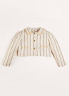 Striped Linen Cropped Jacket in Beige (4-10yrs) Coats  from Pepa London US