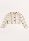 Striped Linen Cropped Jacket in Beige (4-10yrs) Coats from Pepa London US