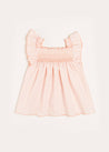 Striped Smock Detail Ruffle Sleeve Blouse in Tangerine (4-10yrs) Blouses  from Pepa London US