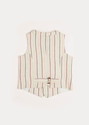 Striped Light Linen Vest in Beige (4-10yrs) Coats from Pepa London US