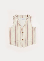 Striped Light Linen Vest in Beige (4-10yrs) Coats from Pepa London US