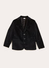 Velvet Three Button Blazer Jacket In Black (4-10yrs) COATS  from Pepa London US