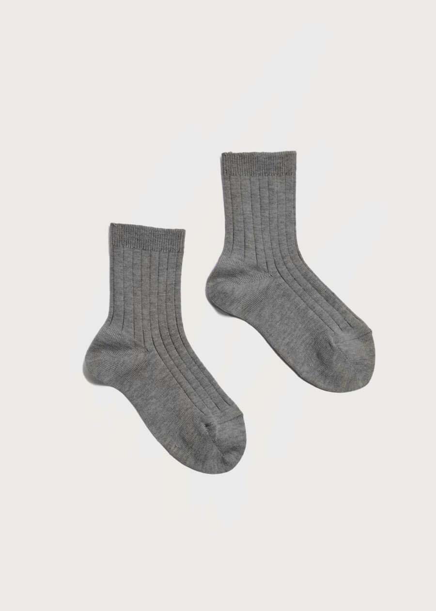Ribbed Shorts Socks - Grey (0mths-8yrs) Socks from Pepa London US