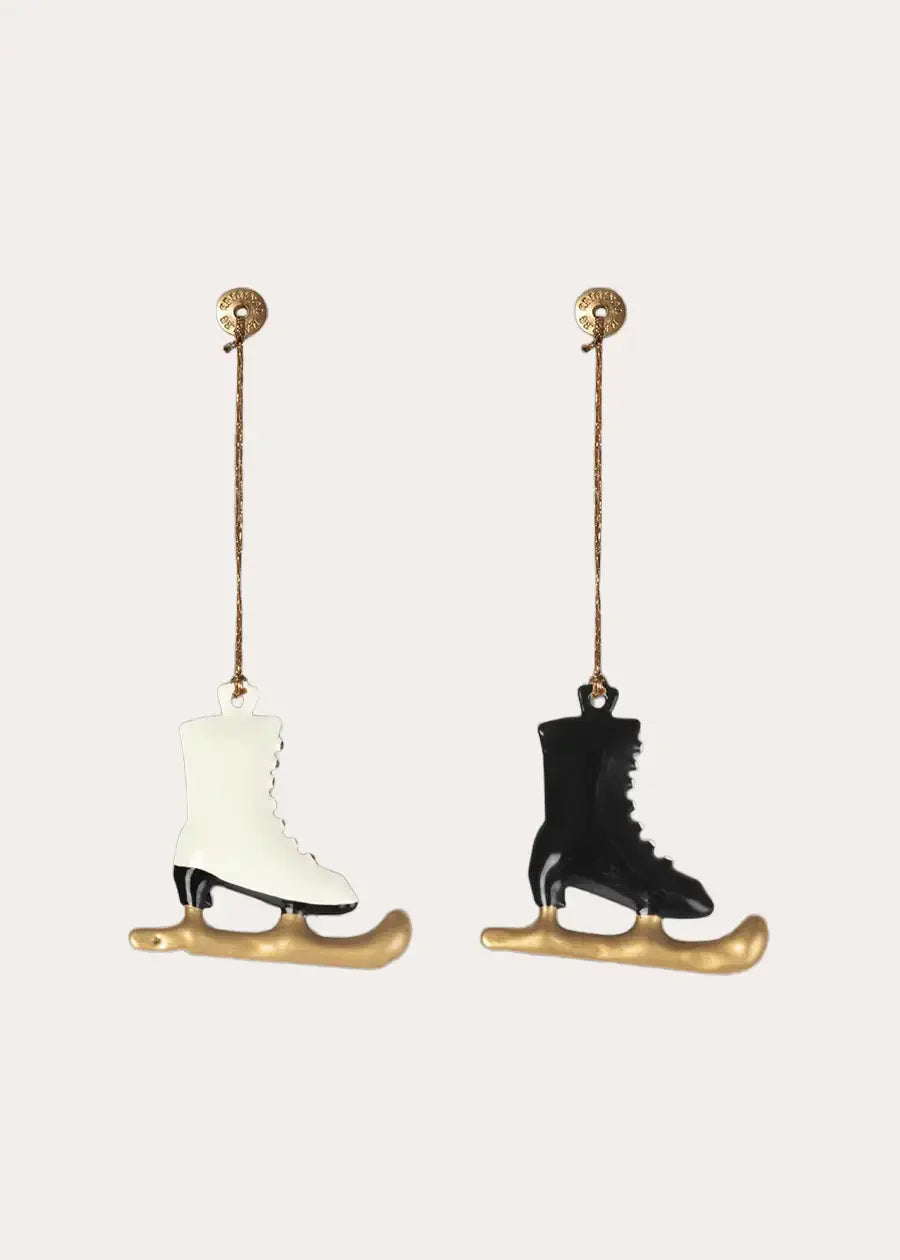 Hand Painted Ice Skates Christmas Ornament (Set Of 2) in White & black from Pepa London US