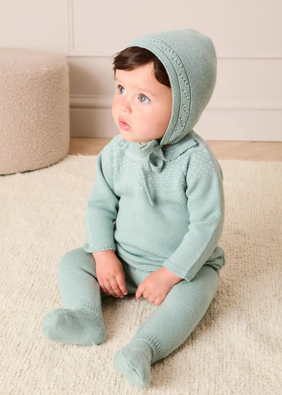Long Sleeve Knitted Set in Green (1mth-12mths) Knitted Sets from Pepa London US