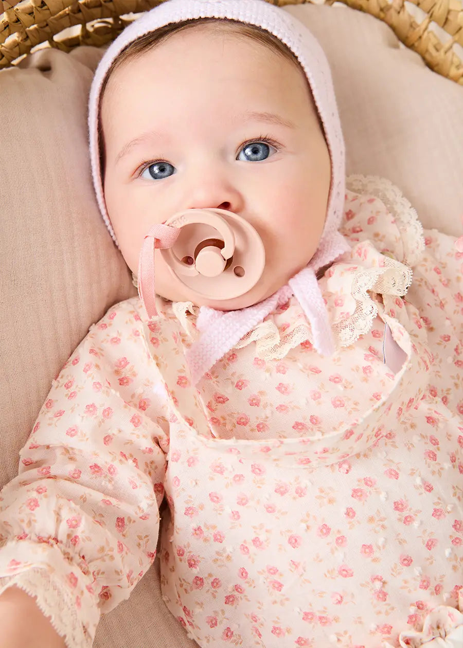 Martha Floral Ruffle Collar Lace Trim Long Sleeve Blouse in Pink (1mth-12mths) Blouses from Pepa London US