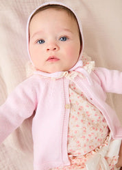 Openwork Detail Baby Cardigan in Baby Pink (1-9mths) Knitwear from Pepa London US