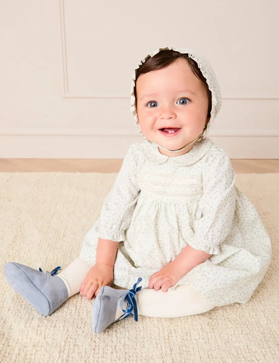 Betsy Floral Lace Detail Dress in Blue (1mth-12mths) Dresses from Pepa London US