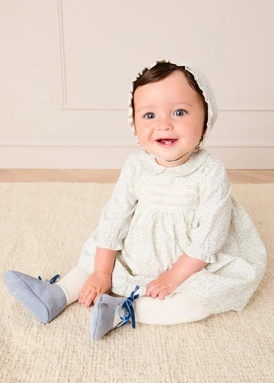Betsy Floral Lace Detail Dress in Blue (1mth-12mths) Dresses from Pepa London US