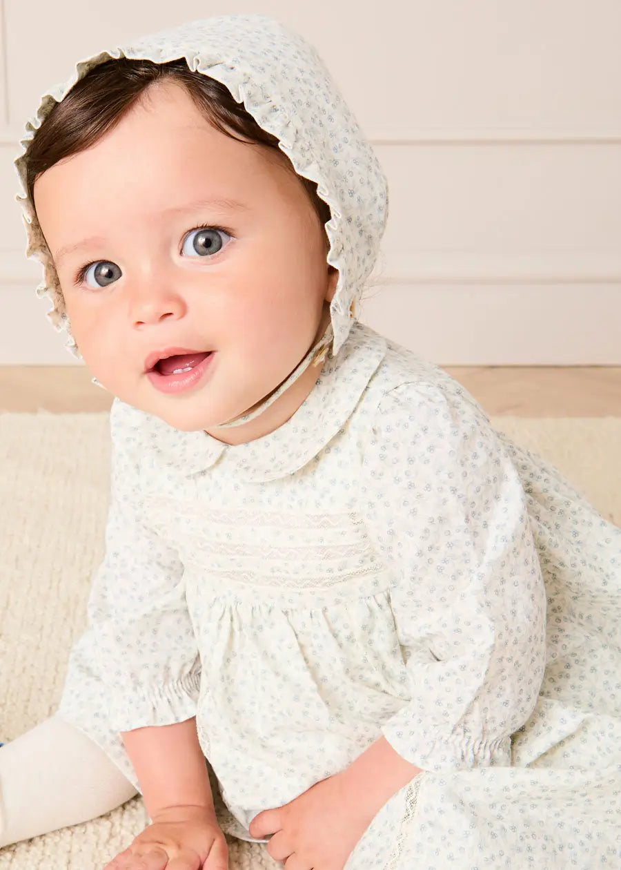 Betsy Floral Lace Detail Dress in Blue (1mth-12mths) Dresses from Pepa London US