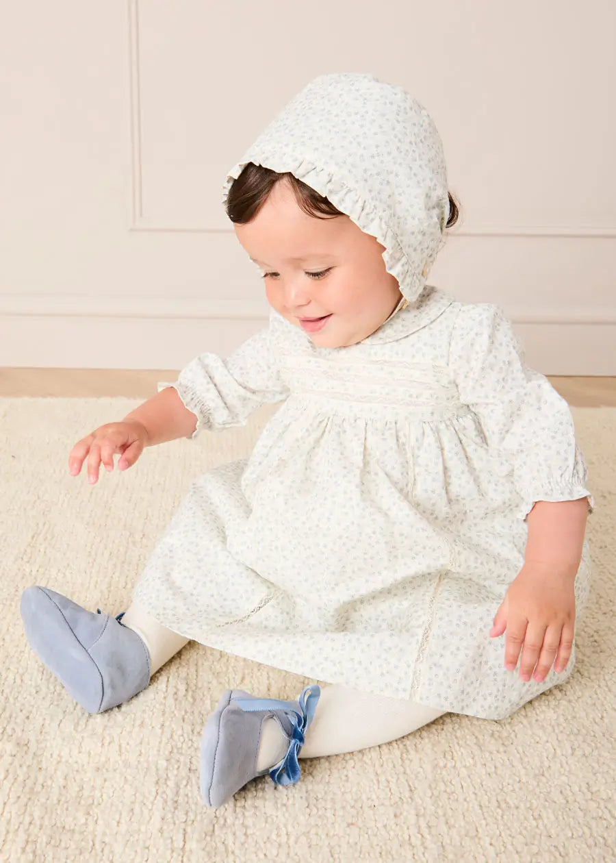 Betsy Floral Lace Detail Dress in Blue (1mth-12mths) Dresses from Pepa London US