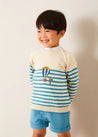 Balloon Intarsia Striped Jumper in Beige (12mths-6yrs) KNITWEAR from Pepa London US