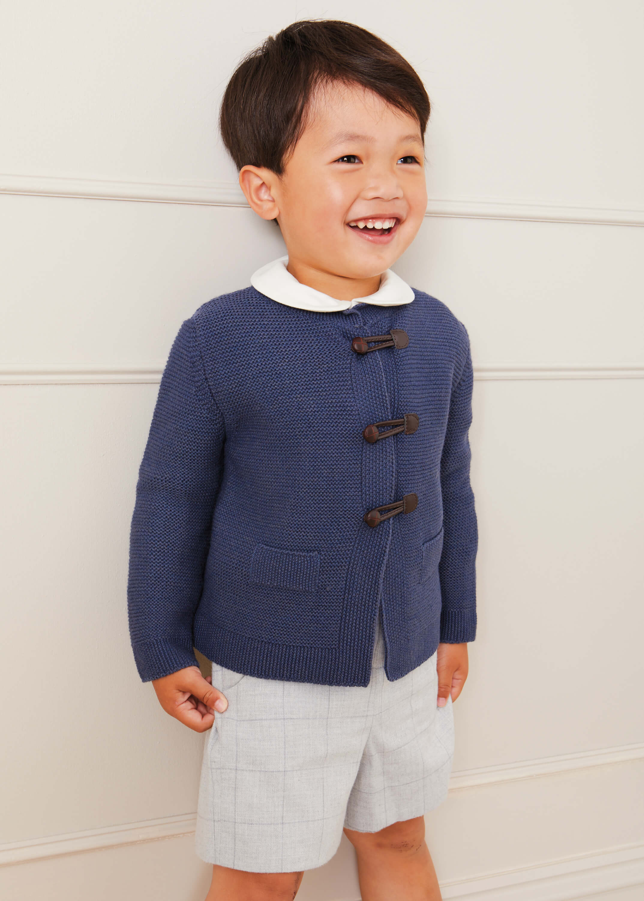 Toggle Fastening Knitted Cardigan in Blue (12mths-10yrs) Knitwear from Pepa London US