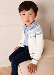 Denby Check Double Breasted Long Sleeve Shirt in Blue (12mths-4yrs) Shirts from Pepa London US