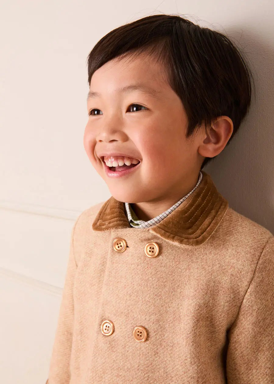 Traditional Double Breasted Coat in Camel (12mths-10yrs) Coats from Pepa London US
