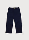 Pocket Detail Chino Trousers in Navy (4-10yrs) Trousers  from Pepa London US