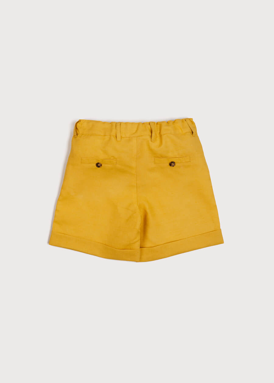 Pocket Detail Shorts With Turn-Ups in Mustard (4-10yrs) Shorts from Pepa London US