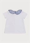 Delicate Floral Scallop Collar Short Sleeve Top in Blue (2-10yrs) Tops & Bodysuits  from Pepa London US