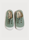 Faux Lace Hole Canvas Plimsolls in Green (24-34EU) Shoes  from Pepa London US