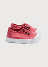 Faux Lace Hole Canvas Plimsolls in Raspberry Red (19-34EU) Shoes from Pepa London US