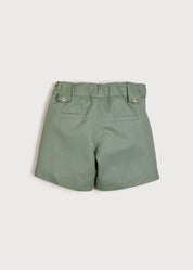 Floral Button Detail Front Pocket Shorts in Green (18mths-10yrs) Shorts  from Pepa London US