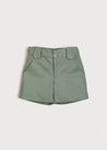 Floral Button Detail Front Pocket Shorts in Green (18mths-10yrs) Shorts  from Pepa London US