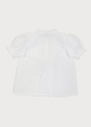 Frilly Neck Pleated Short Sleeve Blouse in White (18mths-10yrs) Blouses from Pepa London US