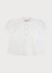 Frilly Neck Pleated Short Sleeve Blouse in White (18mths-10yrs) Blouses from Pepa London US