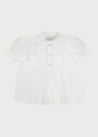 Frilly Neck Pleated Short Sleeve Blouse in White (18mths-10yrs) Blouses from Pepa London US