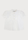 Frilly Neck Pleated Short Sleeve Blouse in White (18mths-10yrs) Blouses  from Pepa London US