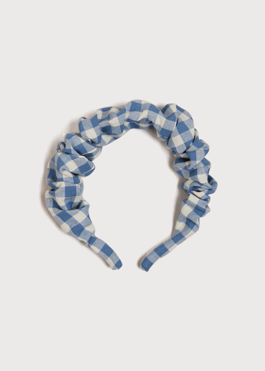 Gingham Scrunchie Hairband in Blue Hair Accessories from Pepa London US