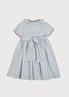 Handsmocked Delicate Stripe Short Sleeve Dress in Blue (12mths-10yrs) Dresses  from Pepa London US