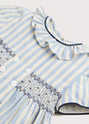 Handsmocked Delicate Stripe Short Sleeve Dress in Blue (12mths-10yrs) Dresses  from Pepa London US