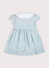 Hand Smocked Embroidered Collar Short Sleeve Dress in Blue (12mths-10yrs) Dresses from Pepa London US