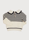 Mariner Collar Bold Stripe Jumper in White (2-10yrs) Knitwear from Pepa London US