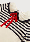 Mariner Collar Bold Stripe Jumper in White (2-10yrs) Knitwear from Pepa London US