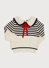 Mariner Collar Bold Stripe Jumper in White (2-10yrs) Knitwear from Pepa London US