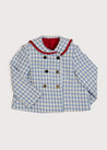 Mariner Collar Gold Button Houndstooth Jacket in Blue (4-10yrs) Coats  from Pepa London US