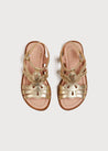 Metallic Strappy Leather Sandals in Gold (24-34EU) Shoes  from Pepa London US