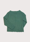 Openwork Hem Single Button Cardigan in Green (6mths-10yrs) Knitwear  from Pepa London US