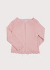 Openwork Hem Single Button Cardigan in Pink (6mths-10yrs) Knitwear  from Pepa London US